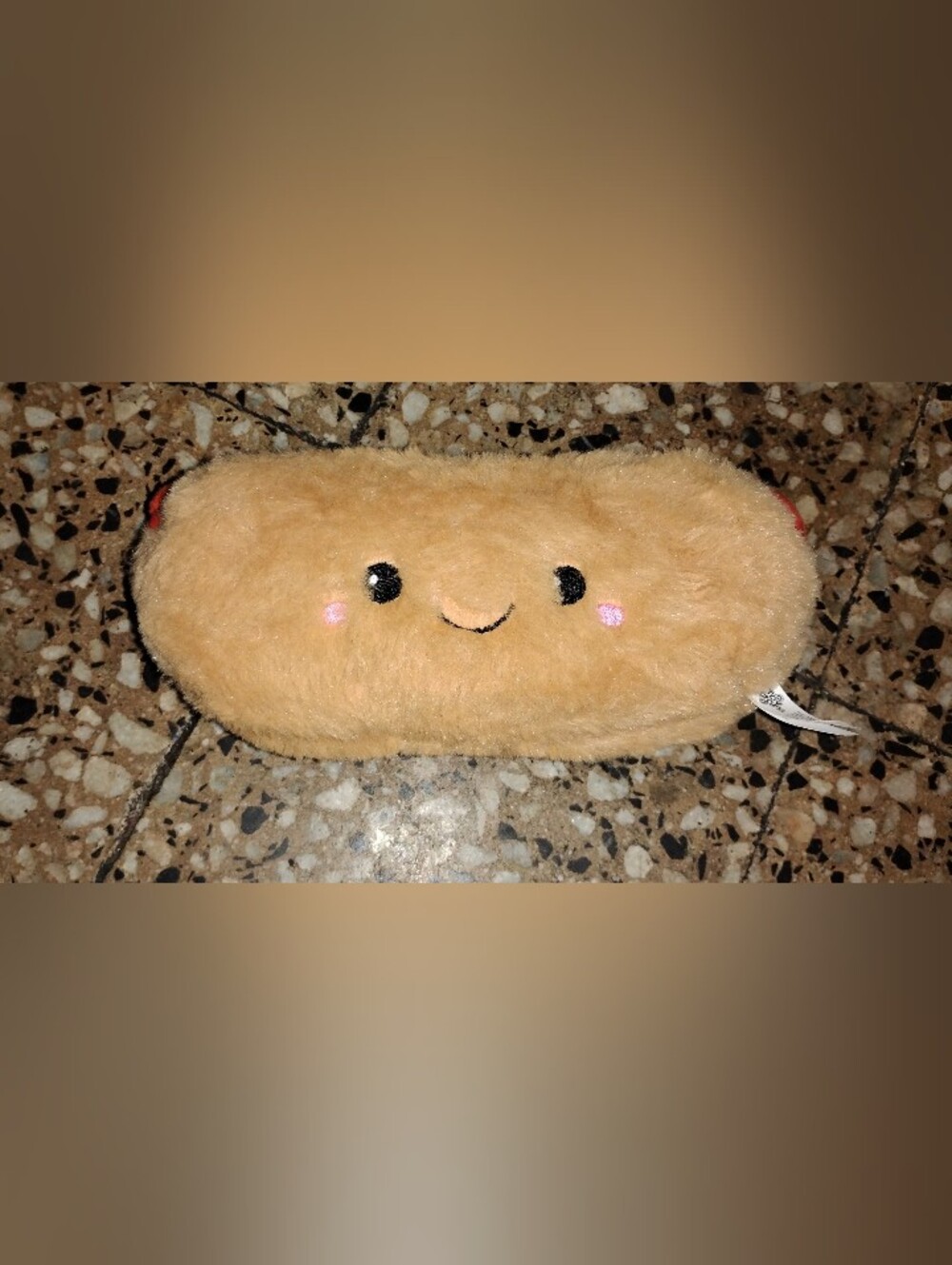 Plush Small Pet Toy - Beige Smiling Chew Plush
